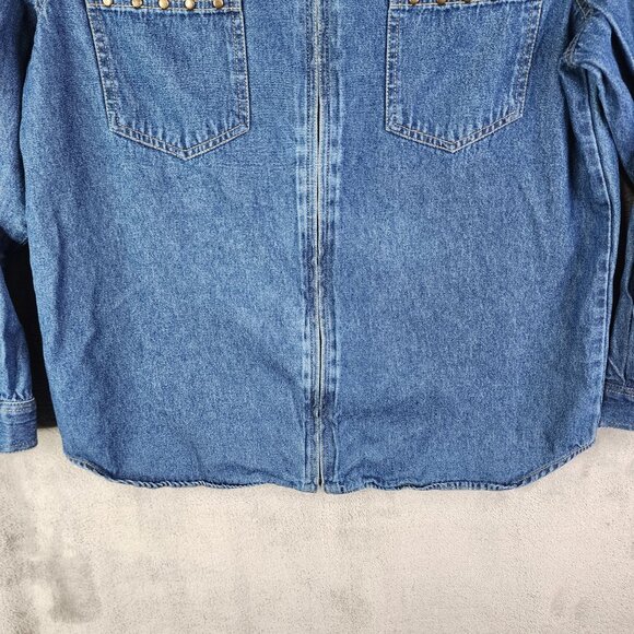 Womens Blue Denim Shirt Sag Harbor Sport Embroidered Button Up Back Yoke Size S - Picture 3 of 12